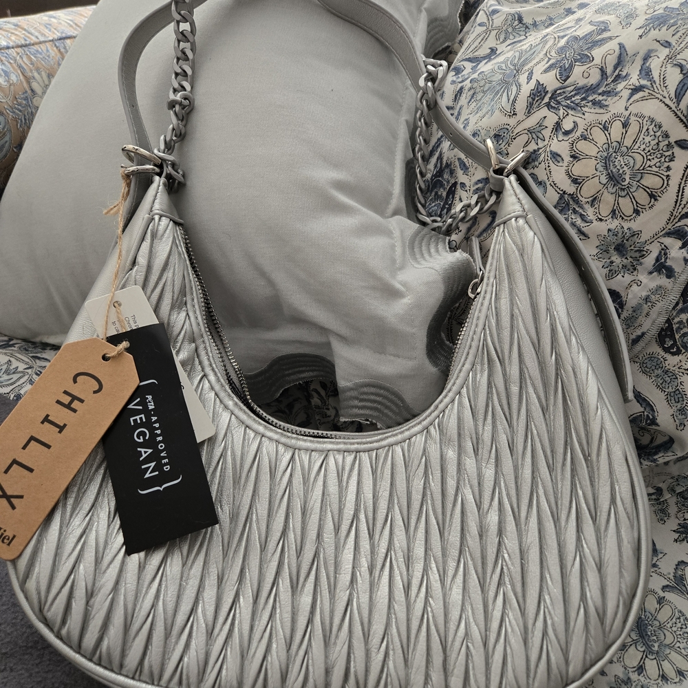 Vegan Silver Shoulder Bag